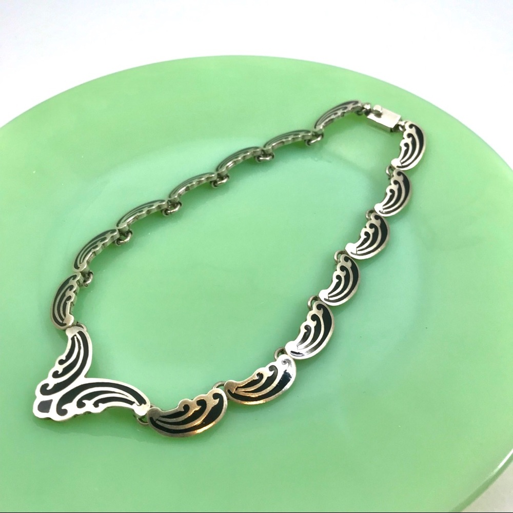 Vintage Sterling Silver 925 Enameled Choker Mexico
